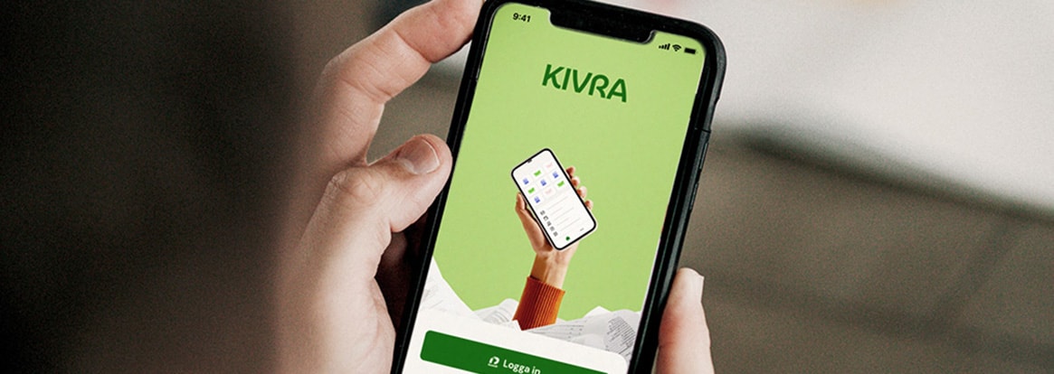 Mobil där Kivras logga syns